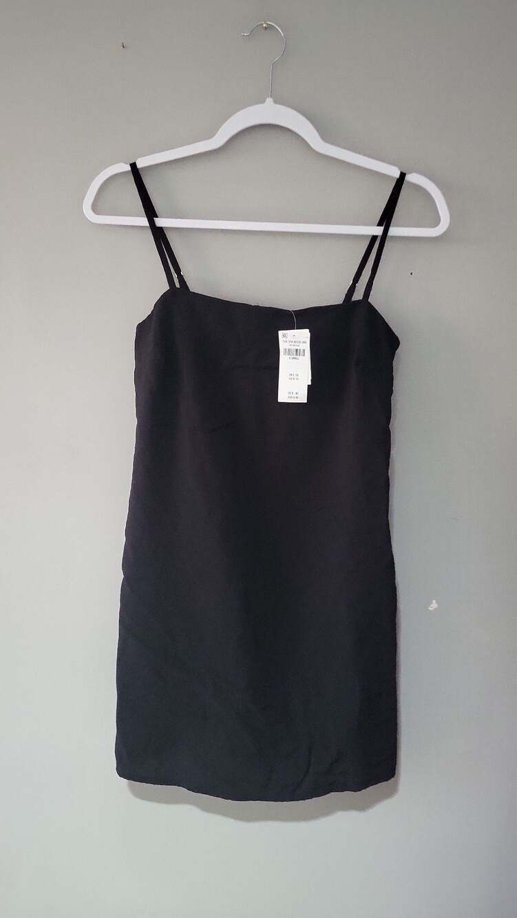 Abercrombie & Fitch Linen-Blend Mini Shift Dress in Black